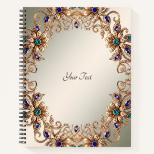 Elegante Gouden Sieraden Bloemen Notitieboek