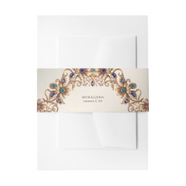Elegante gouden sieraden bloemen uitnodiging taill uitnodigingen wikkel
