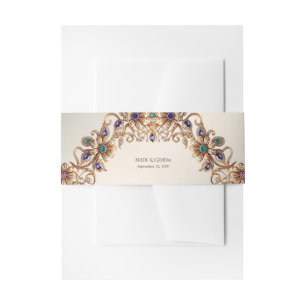 Elegante gouden sieraden bloemen uitnodiging taill uitnodigingen wikkel