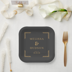 Elegante Gouden Sierbeugels Papieren Bordje