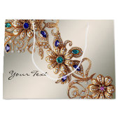 Elegante Gouden Sierbloemen Cadeautas (Voorkant)