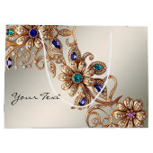 Elegante Gouden Sierbloemen Cadeautas (Achterkant)