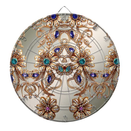 Elegante Gouden Sierbloemen Dartbord (Voorkant)