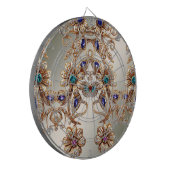 Elegante Gouden Sierbloemen Dartbord (Voorkant Links)