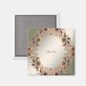 Elegante Gouden Sierbloemen Magneet (Voorkant / Achterkant)