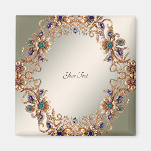 Elegante Gouden Sierbloemen Magneet