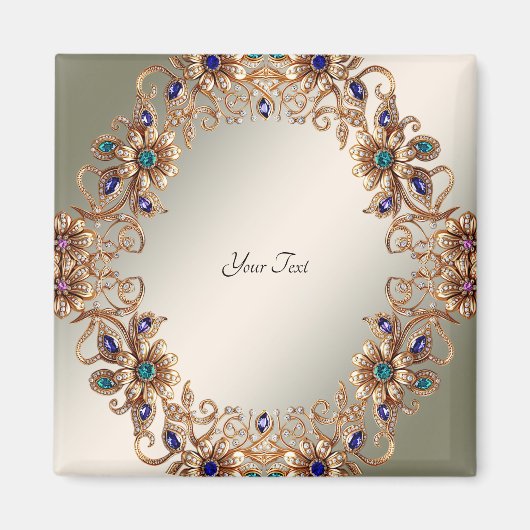Elegante Gouden Sierbloemen Magneet (Voorkant)