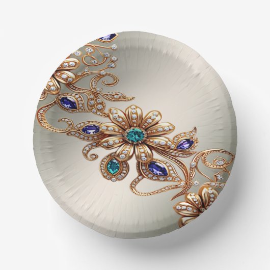 Elegante Gouden Sierbloemen Papieren Kommen (Voorkant)