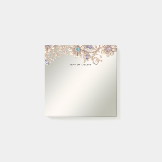 Elegante Gouden Sierbloemen Post-it Notities Post-it® Notes (Voorkant)