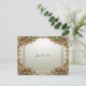 Elegante gouden sierlijke ansichtkaart briefkaart (Staand voorkant)