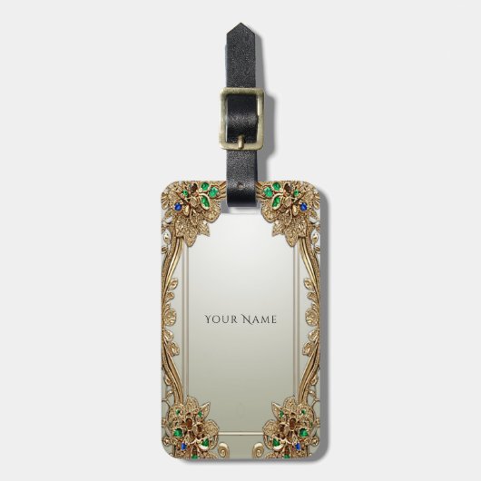 Elegante gouden sierlijke bagagelabel (Voorkant verticaal)