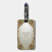 Elegante gouden sierlijke bagagelabel (Achterkant verticaal)