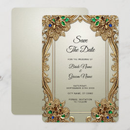 Elegante Gouden Sierlijke Bewaar De Datum Save The Date