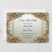 Elegante Gouden Sierlijke Bewaar De Datum Save The Date (Voorkant)