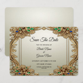 Elegante Gouden Sierlijke Bewaar De Datum Save The Date