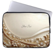 Elegante Gouden Sierlijke Bloem Laptop Hoes