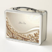 Elegante gouden sierlijke bloem lunchbox (Achterkant)