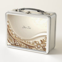 Elegante gouden sierlijke bloem lunchbox