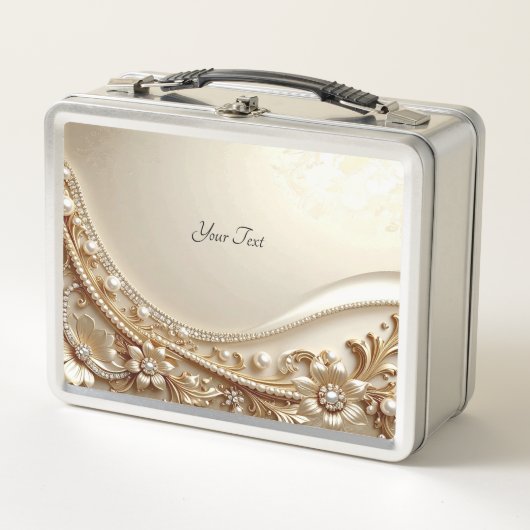 Elegante gouden sierlijke bloem lunchbox (Voorkant)