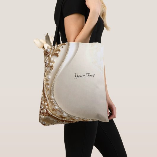 Elegante gouden sierlijke bloem tas (Dichtbij)