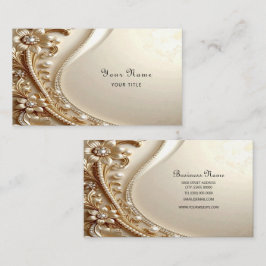 Elegante Gouden Sierlijke Bloem Visitekaartje