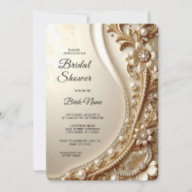 Elegante Gouden Sierlijke Bloemachtige Bruidsfeest