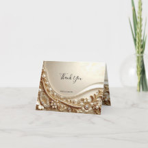 Elegante Gouden Sierlijke Bloemen Bedankkaart