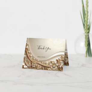 Elegante Gouden Sierlijke Bloemen Bedankkaart