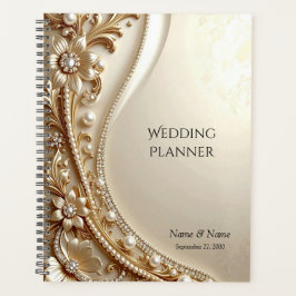 Elegante Gouden Sierlijke Bloemen Planner