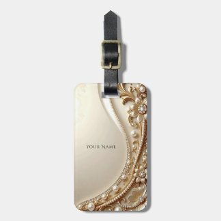 Elegante gouden sierlijke bloemenkleurlabel bagagelabel
