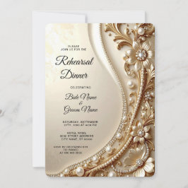 Elegante Gouden Sierlijke Bloemenoefenavond Kaart