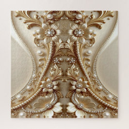 Elegante gouden sierlijke bloemige legpuzzel