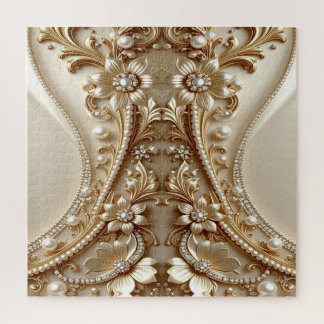 Elegante gouden sierlijke bloemige legpuzzel