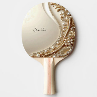 Elegante Gouden Sierlijke Bloemrijke Pingpongbat Tafeltennisbatje