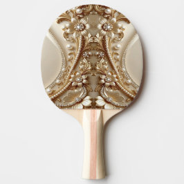 Elegante Gouden Sierlijke Bloemrijke Pingpongbat Tafeltennisbatje