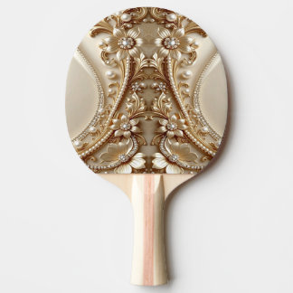 Elegante Gouden Sierlijke Bloemrijke Pingpongbat Tafeltennisbatje