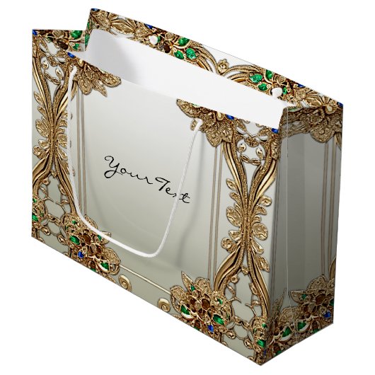 Elegante gouden sierlijke cadeautas (Voorkant Gekanteld)