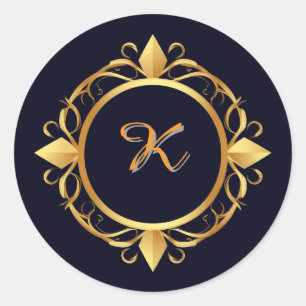 Elegante Gouden Sierlijke Cirkelvormige Lijst Ronde Sticker