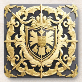 Elegante Gouden Sierlijke Kam met Schild Bier Onderzetter