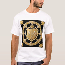 Elegante gouden sierlijke kam met schild t-shirt