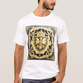 Elegante gouden sierlijke kam met schild t-shirt