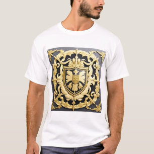 Elegante gouden sierlijke kam met schild t-shirt
