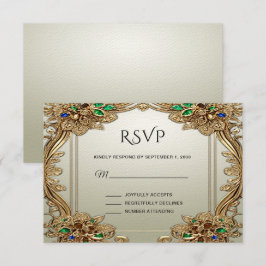 Elegante gouden sierlijke RSVP-kaart RSVP Kaartje
