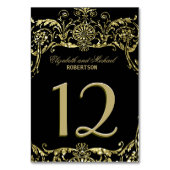 Elegante gouden sierlijke zwarte achtergrond kaart (Achterkant)