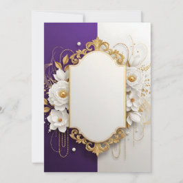 Elegante gouden sierlijst met witte bloemen bedankkaart