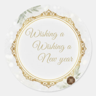 Elegante gouden sierlijst ronde sticker met Eucal