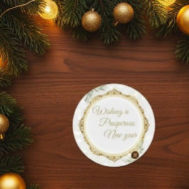 Elegante gouden sierlijst ronde sticker met Eucal