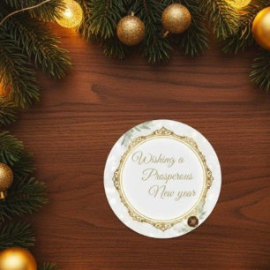 Elegante gouden sierlijst ronde sticker met Eucal