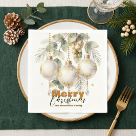 Elegante Gouden Siermotief Eucalyptus Kerstfeest Servet
