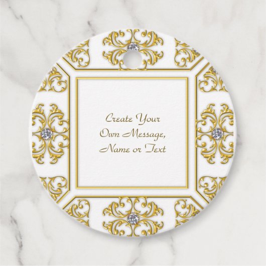 Elegante gouden sierrand met diamantaccent bedankjes labels (Voorkant)